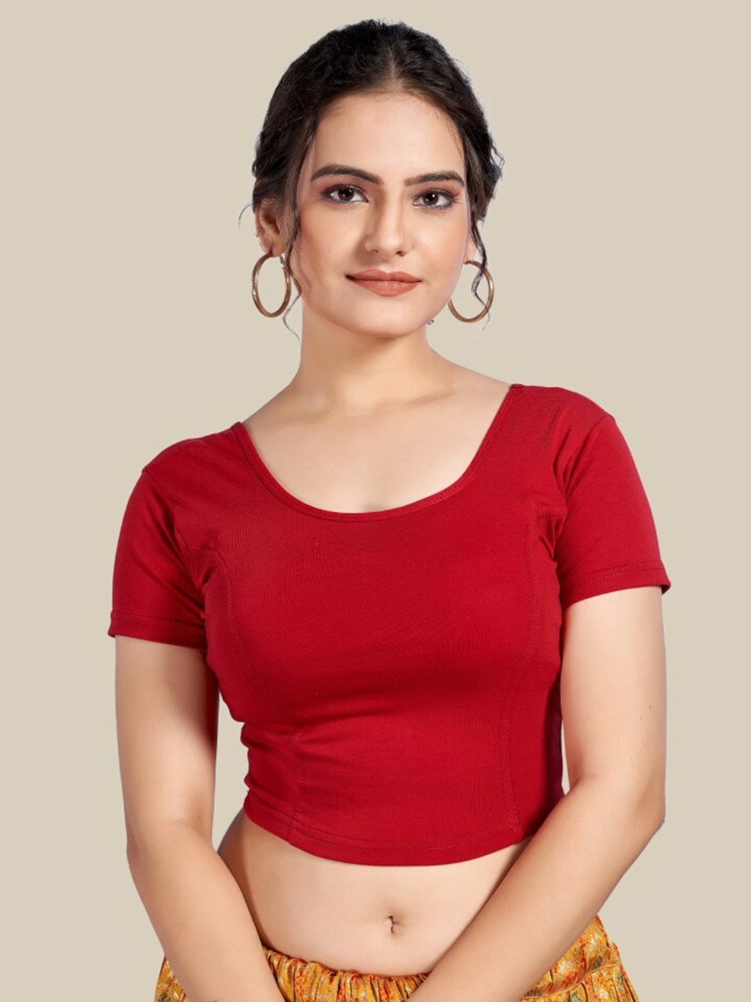 

HIMRISE Silk Ready To Wear Saree Blouse, Red