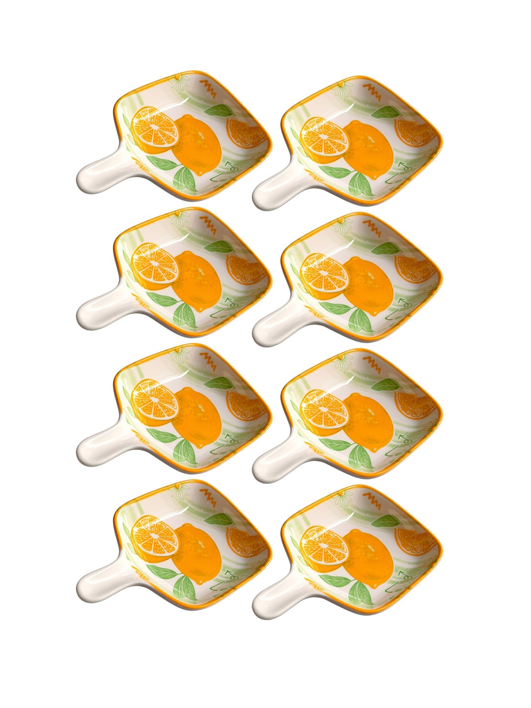 

YELONA 8-Pcs Printed Porcelain Dip Plates, Yellow