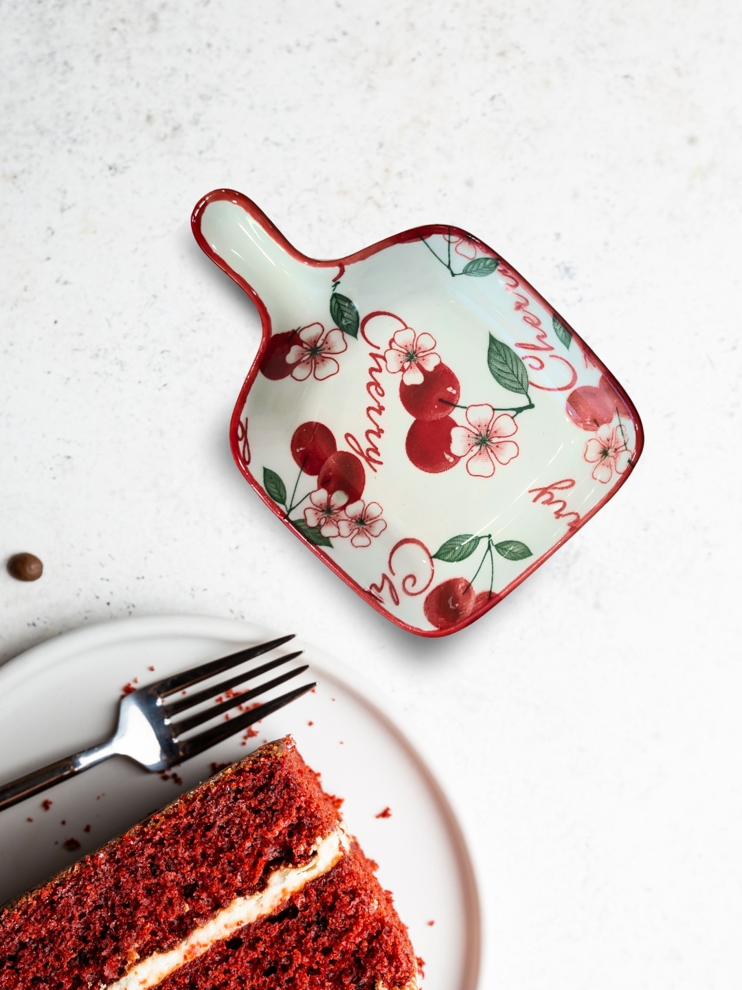 

YELONA 4-Pcs Printed Porcelain Dip Plates, Red