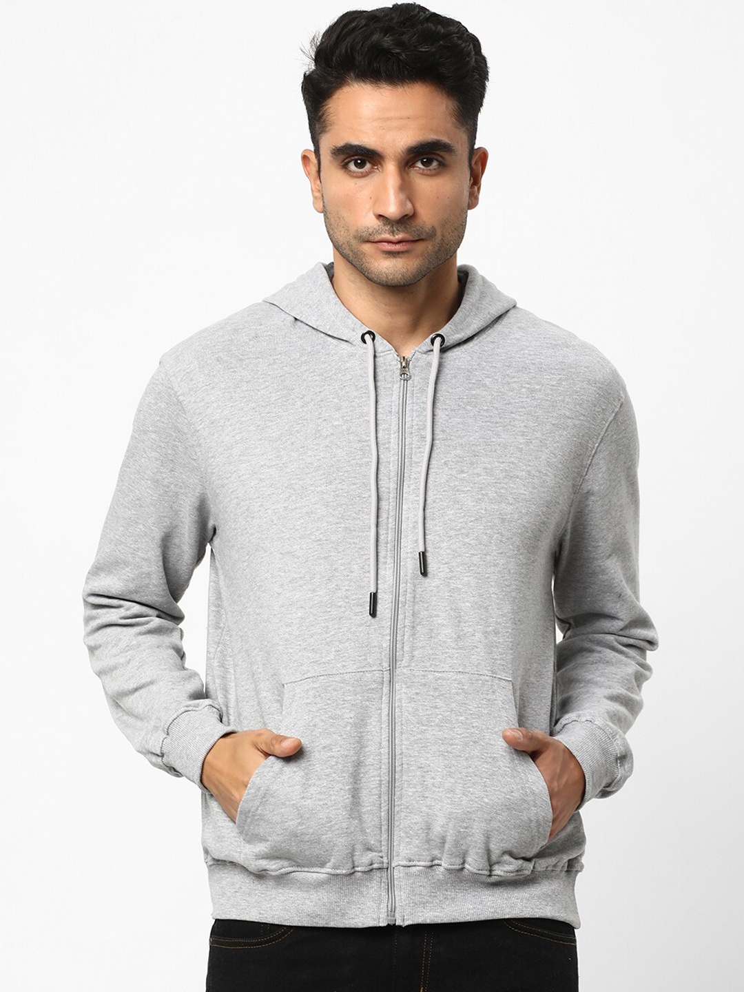 

R&B Hooded Cotton Bomber Jacket, Grey