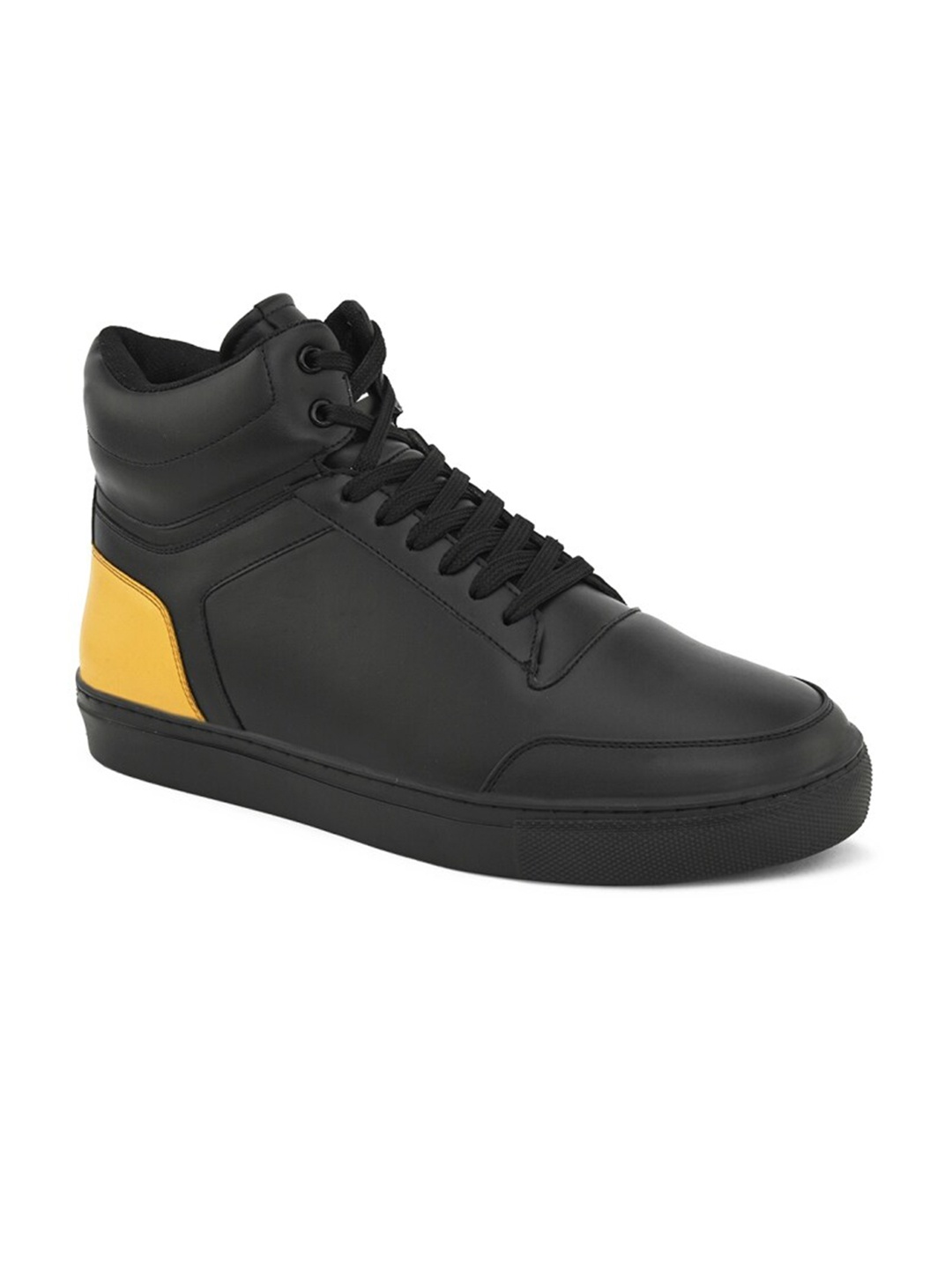 

HRX by Hrithik Roshan Men Black & Yellow Mid Top Lightweight Comfort Insole Sneakers