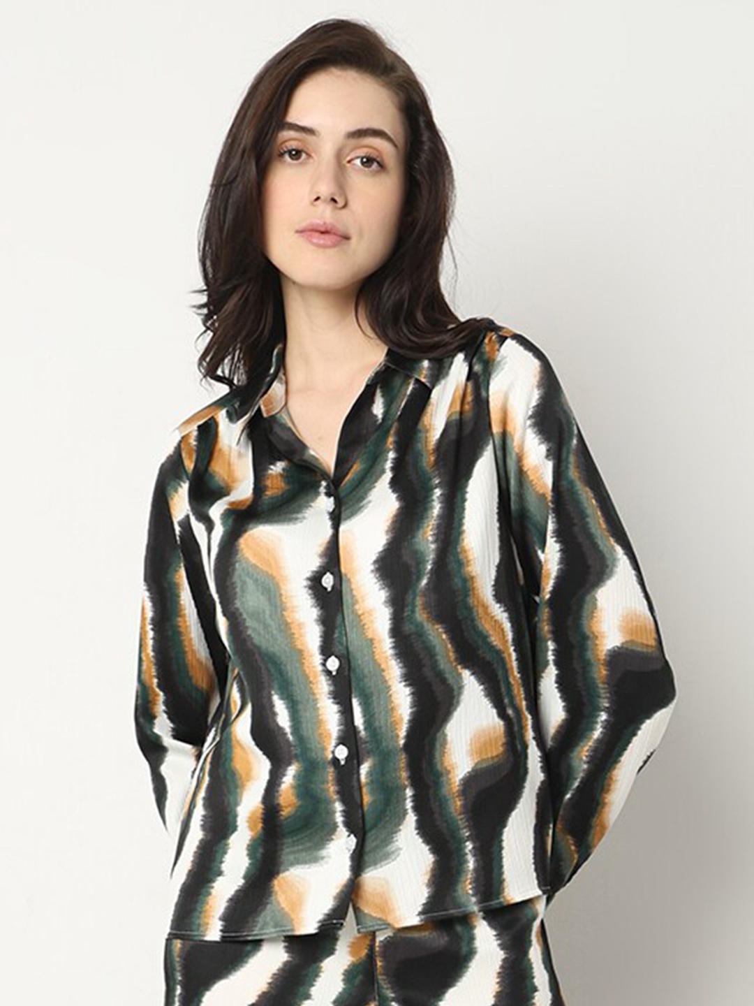 

Vero Moda Abstract Printed Spread Collar Casual Shirt, White