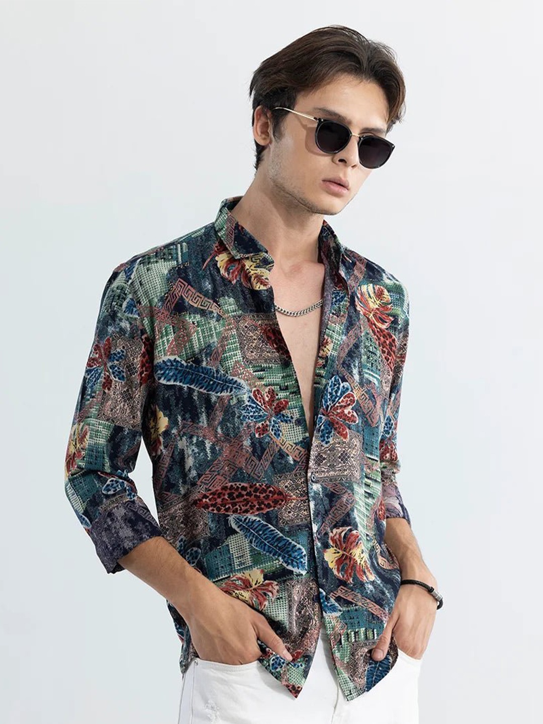 

Snitch Blue Ethnic Motifs Printed Classic Casual Shirt