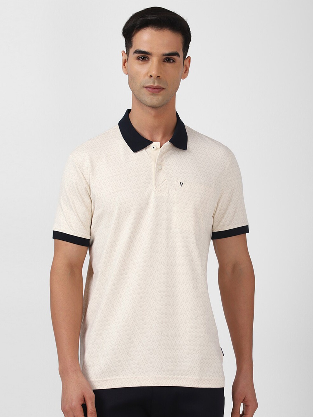 

Van Heusen Sport Men Beige Printed Polo Collar T-shirt