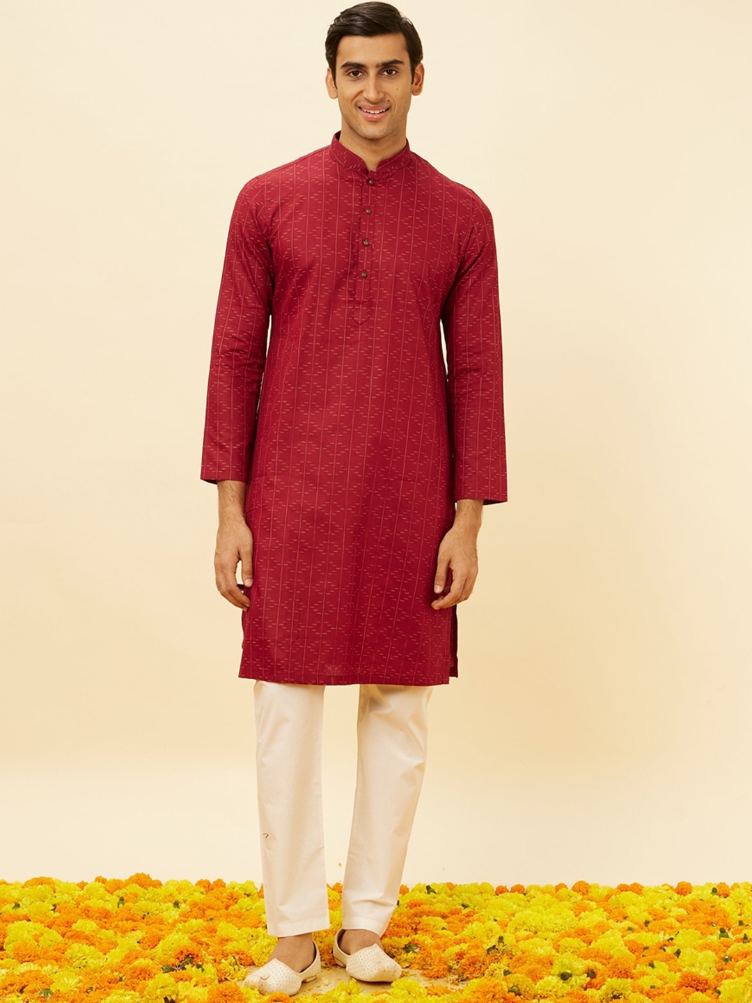 

Manyavar Abstract Printed Kurta with Pyjamas, Maroon