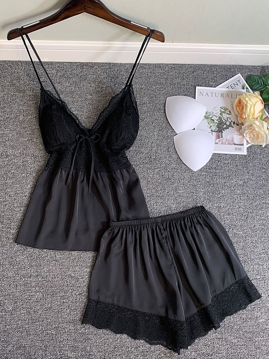 

LULU & SKY Shoulder Straps Top & Short, Black
