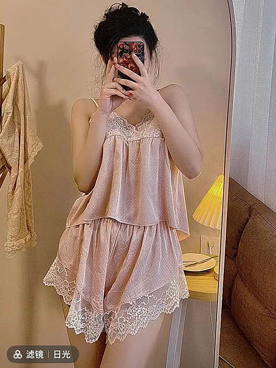 

LULU & SKY Shoulder Straps Top & Shorts, Pink