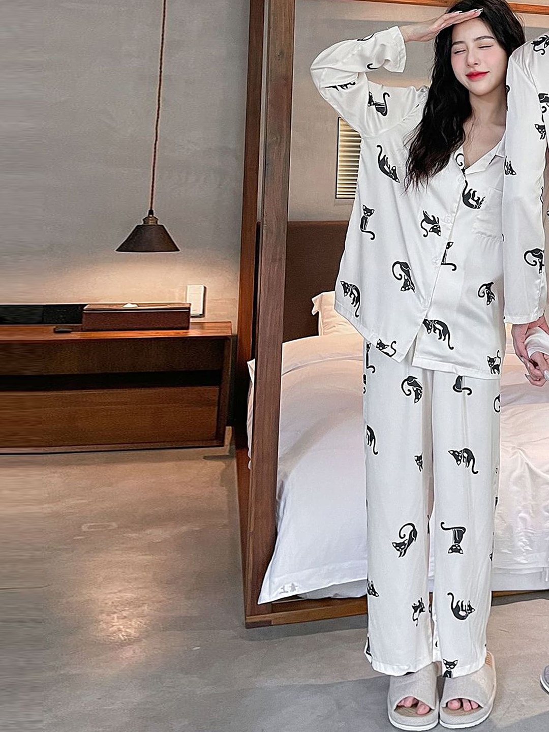 

LULU & SKY Conversational Printed Shirt With Pant, White