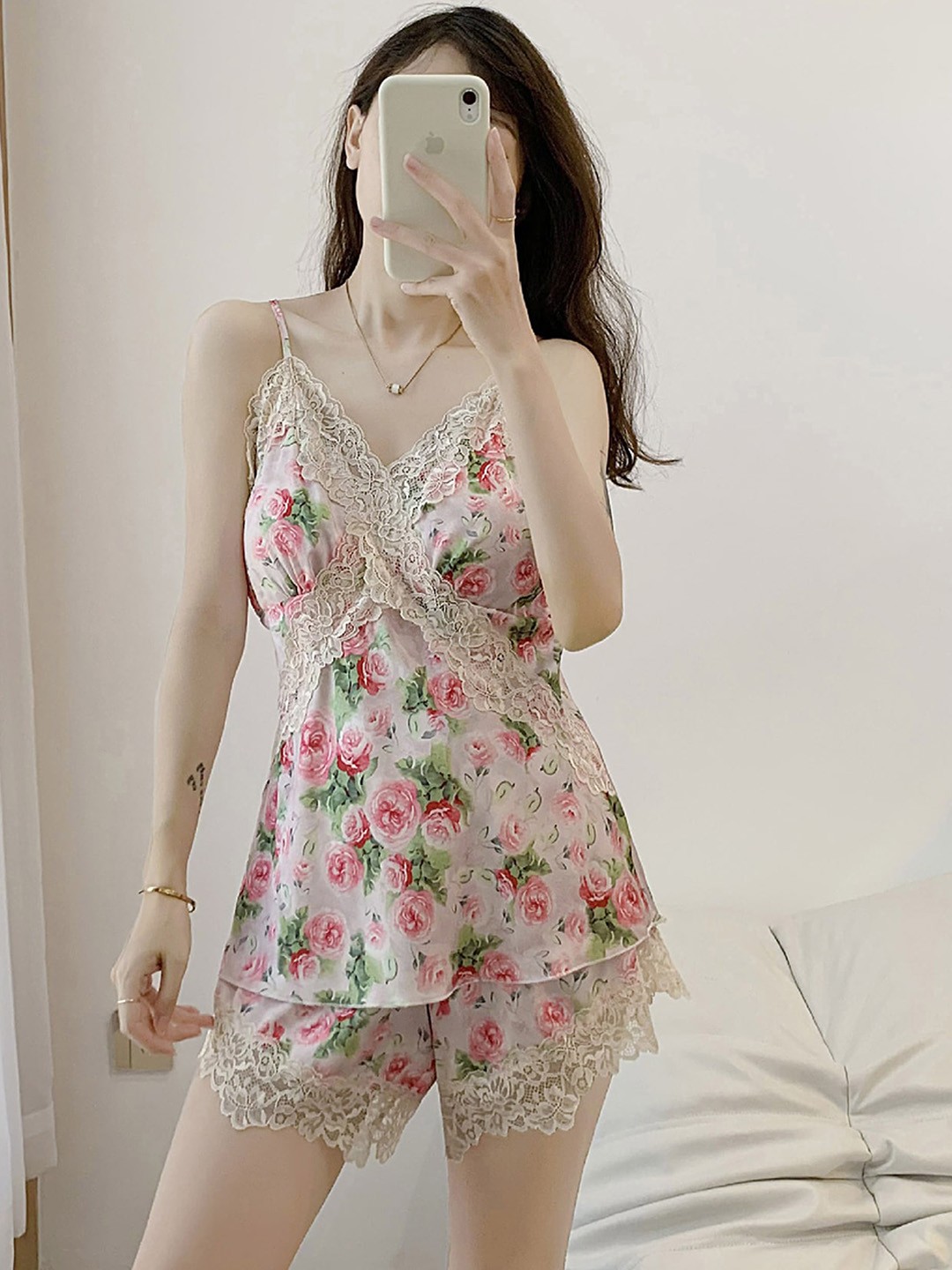

LULU & SKY Floral Printed Night Suit, Pink