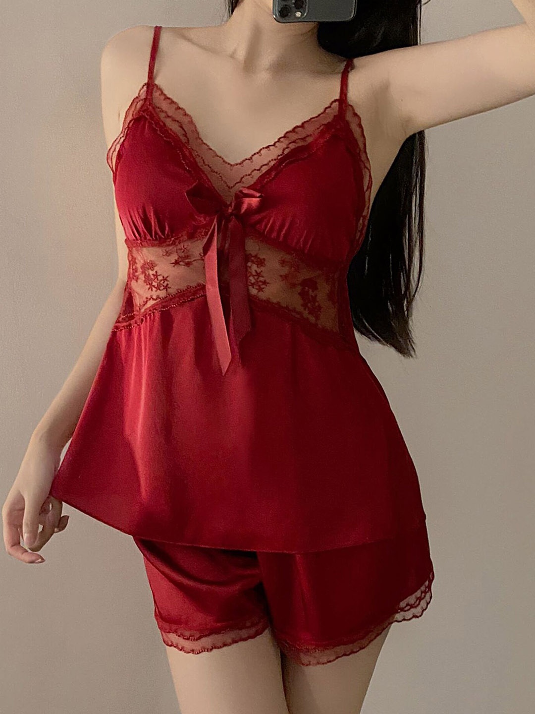 

LULU & SKY Shoulder Strap Top With Shorts, Red