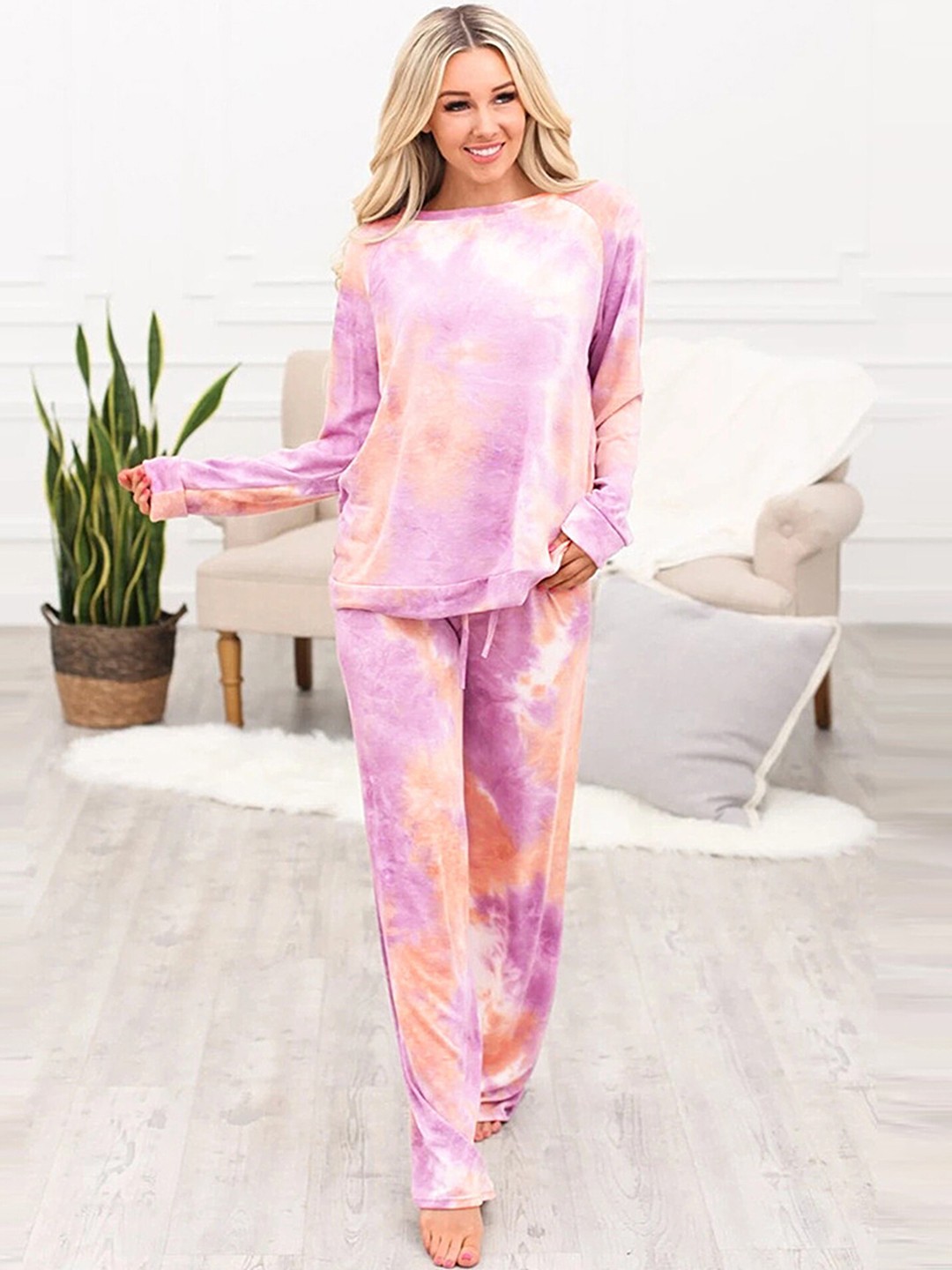 

LULU & SKY Tie & Dye Night Suit, Purple
