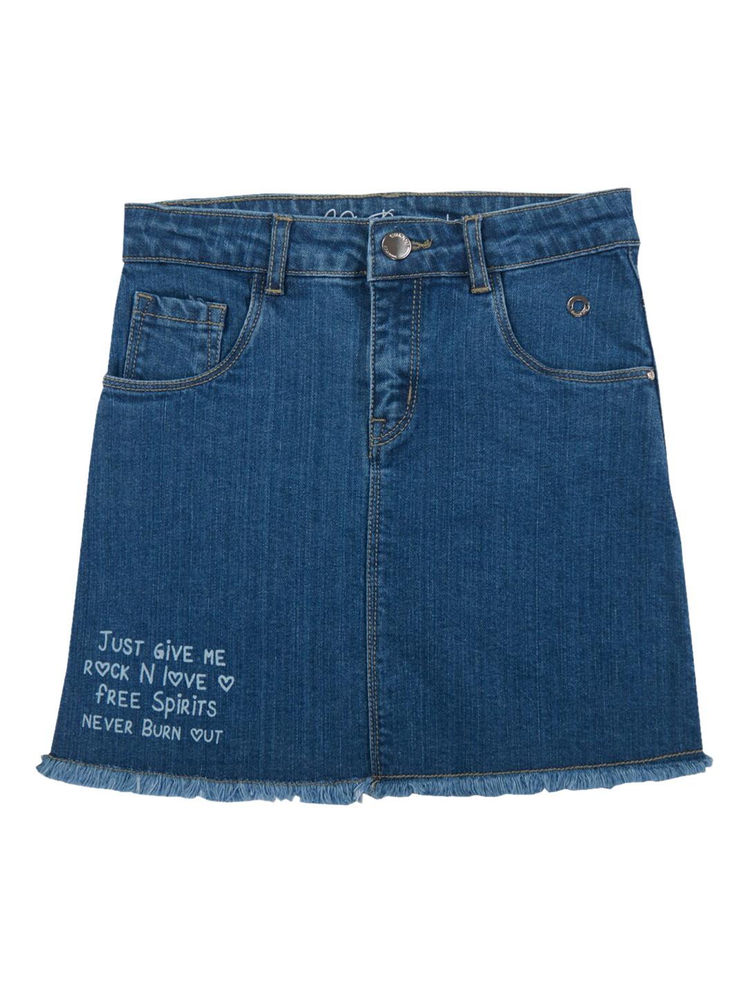 

Gini and Jony Girls Faded Denim Fringed Hem Skirt, Blue