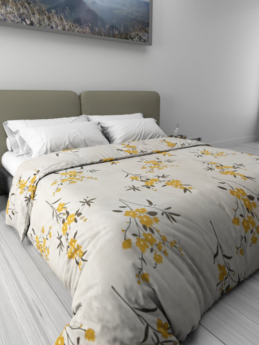 

Urban Magic Grey & Yellow Floral Microfiber AC Room Double Bed Dohar