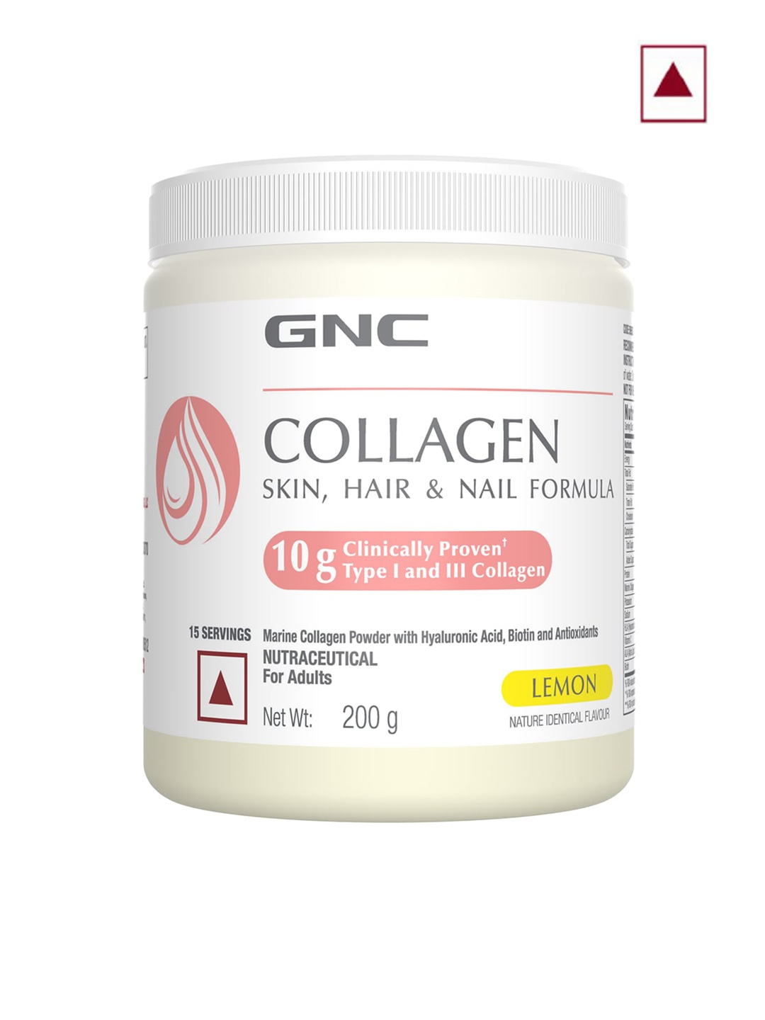 

GNC Marine Collagen Powder With Hyaluronic Acid - Lemon 200g, White