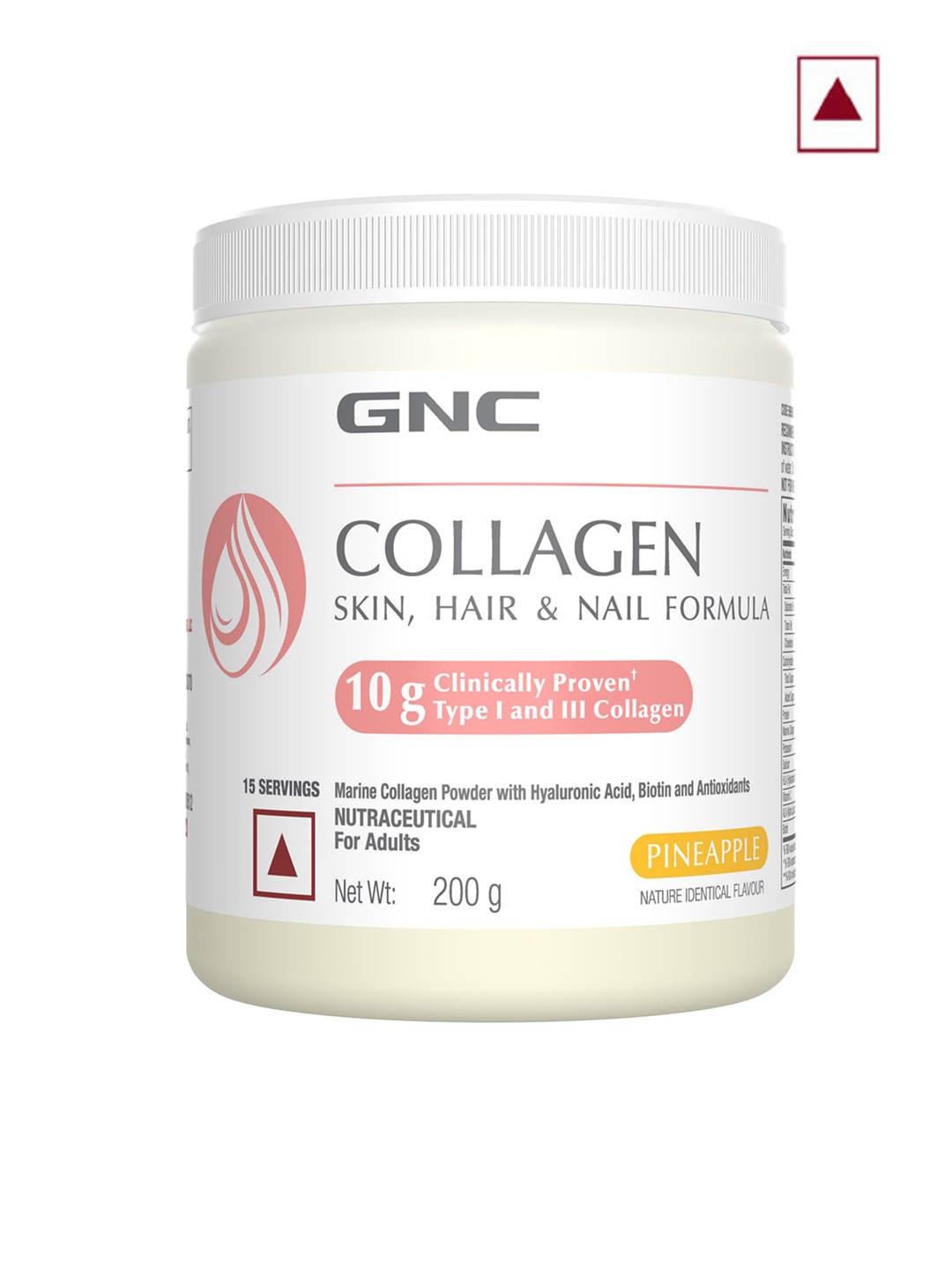 

GNC Marine Collagen Powder With Hyaluronic Acid - Pineapple 200g, White