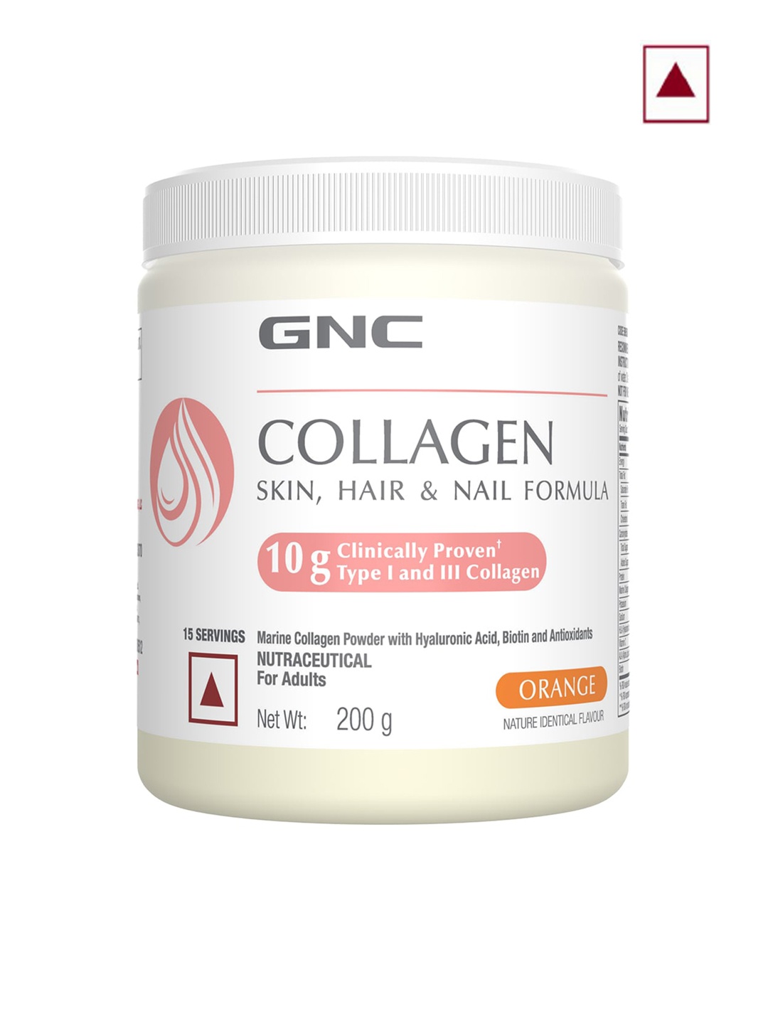 

GNC Marine Collagen Powder With Hyaluronic Acid - Orange 200g, White