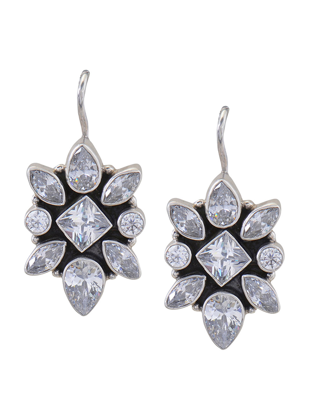 

Silverwala 925 Sterling Silver Cubic Zirconia Studded Drop Earrings