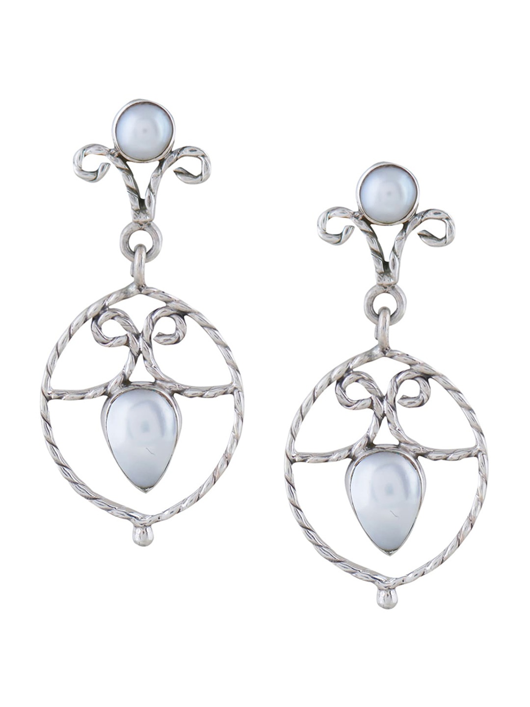 

Silverwala 925 Sterling Silver Stone-Studded Drop Earrings