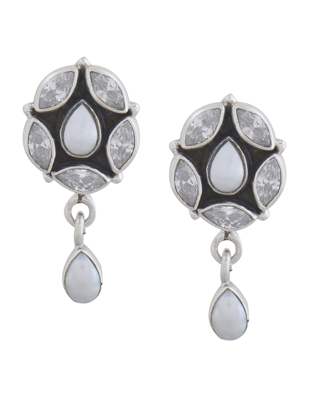 

Silverwala 925 Sterling Silver Stone-Studded Drop Earrings