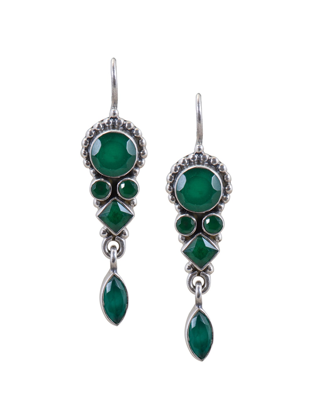 

Silverwala Oxidised Silver Emerald Drop Earrings