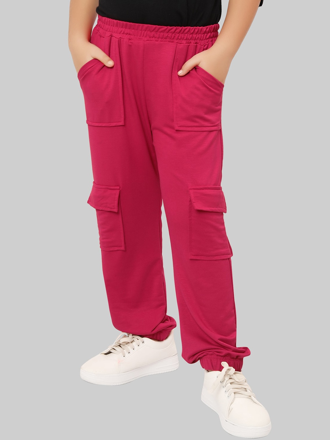 

Ninos Dreams Girls Mid-Rise Cargo Joggers, Magenta