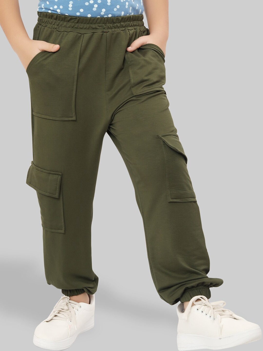 

Ninos Dreams Girls Mid-Rise Cargo Joggers, Olive