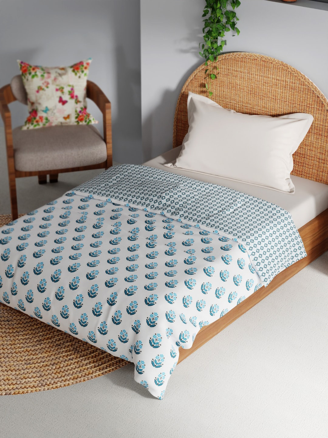 

BIANCA Mezzo White Muslin AC Room 150 GSM Flannel Filling Reversible Single Bed Dohar