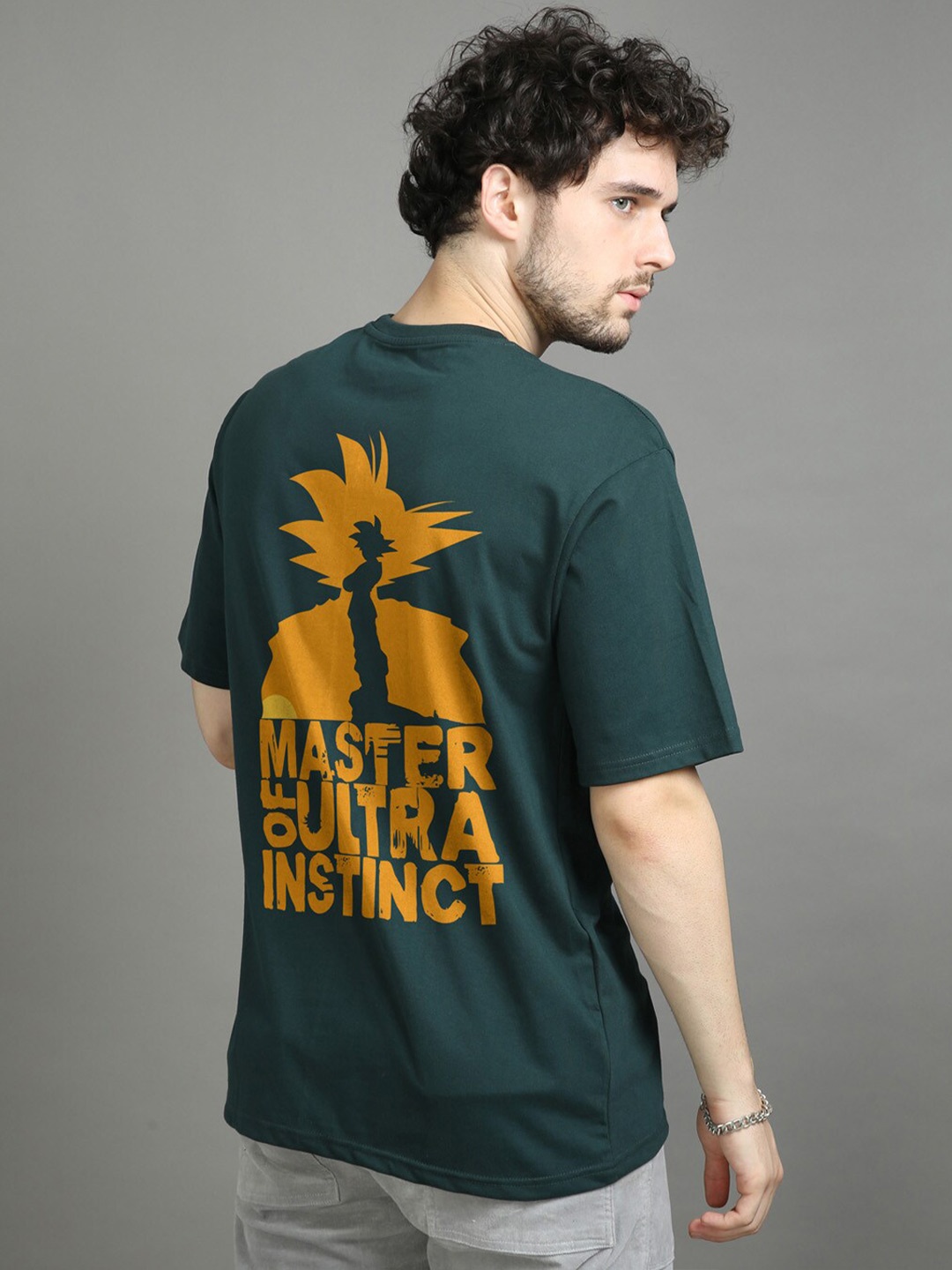 

Bushirt Master Of Ultra Instinct Printed Oversize Pure Cotton T-Shirt, Green