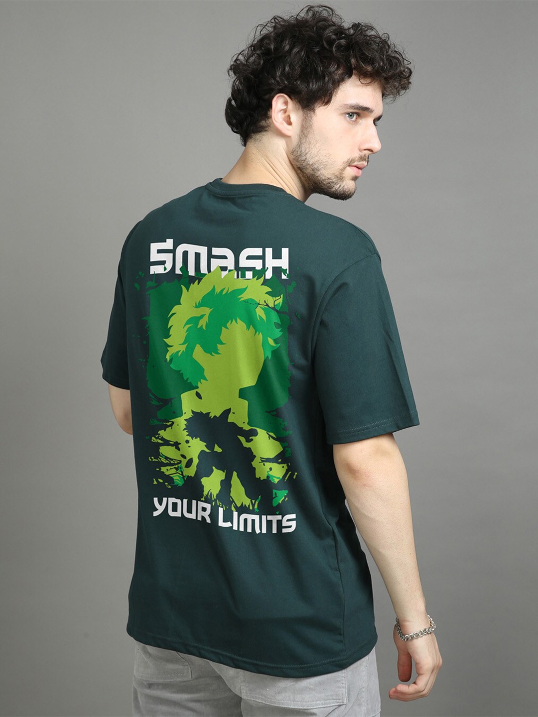 

Bushirt Graphic Printed Oversized Cotton T-shirt, Green
