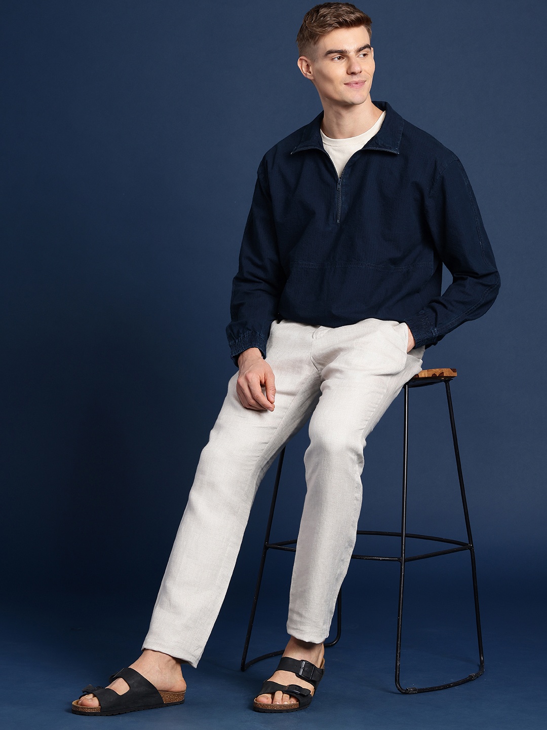 

Mast & Harbour Men Solid Denim Jacket, Blue
