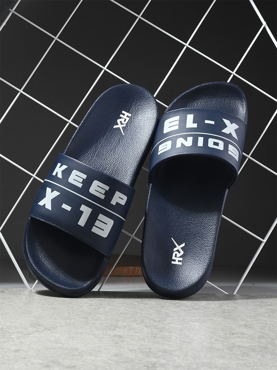 

HRX by Hrithik Roshan Men Printed Sliders, Navy blue