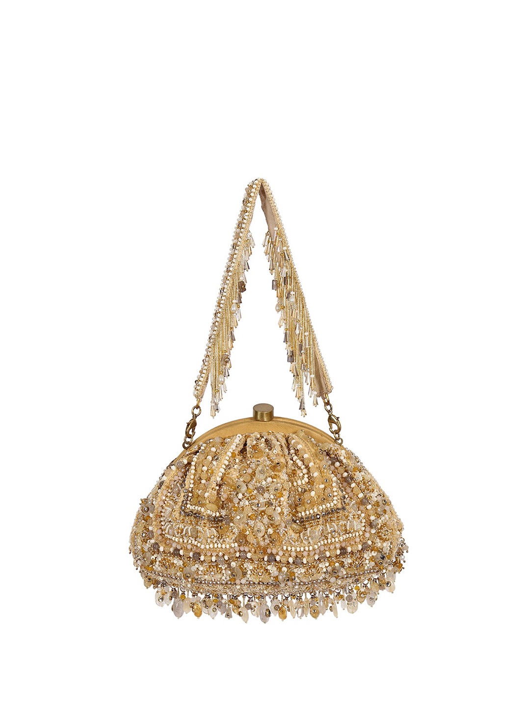 

Lovetobag Gold-Toned & Silver-Toned Embellished Purse Clutch