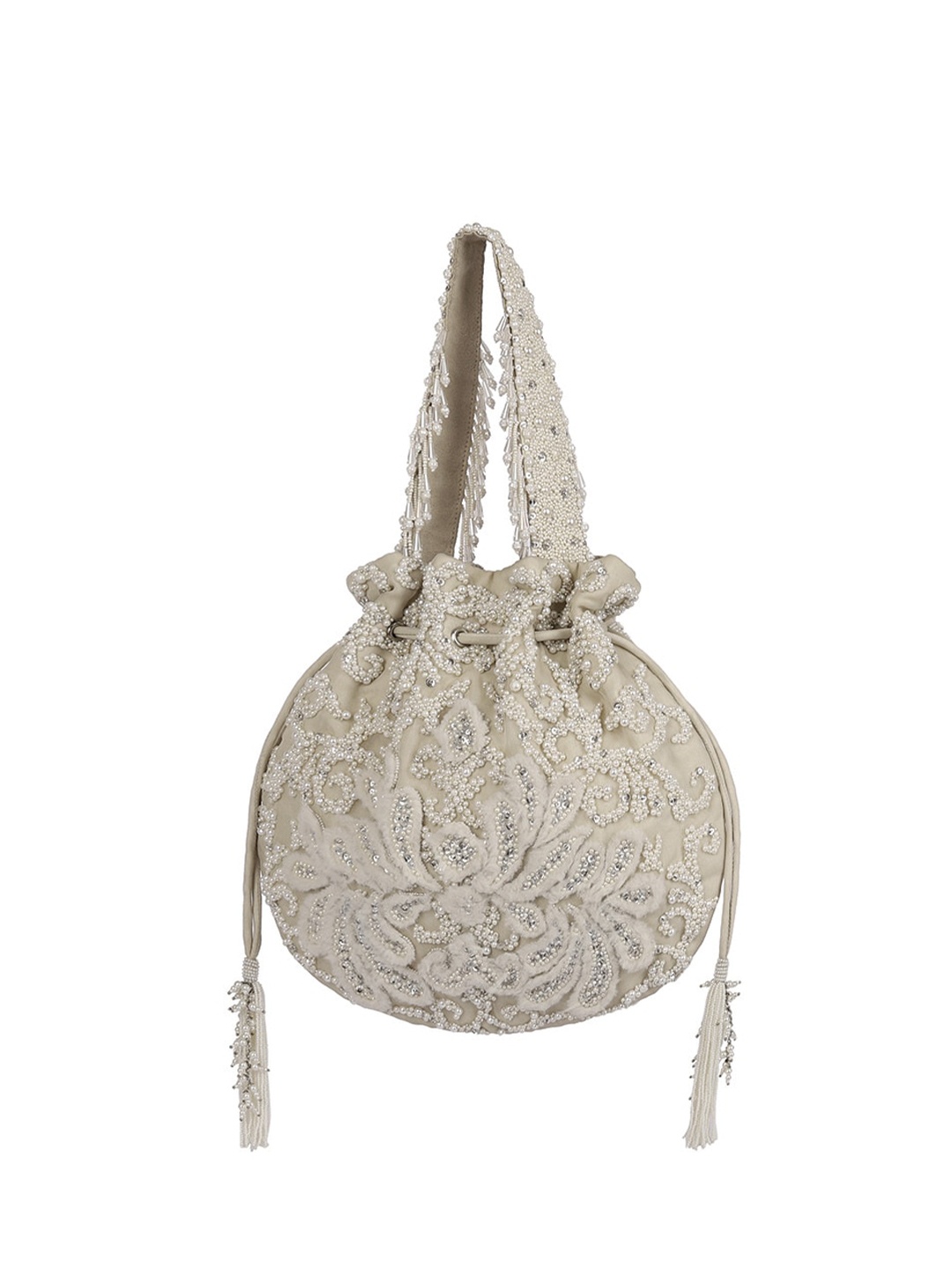 

Lovetobag Embellished Potli Clutch, White