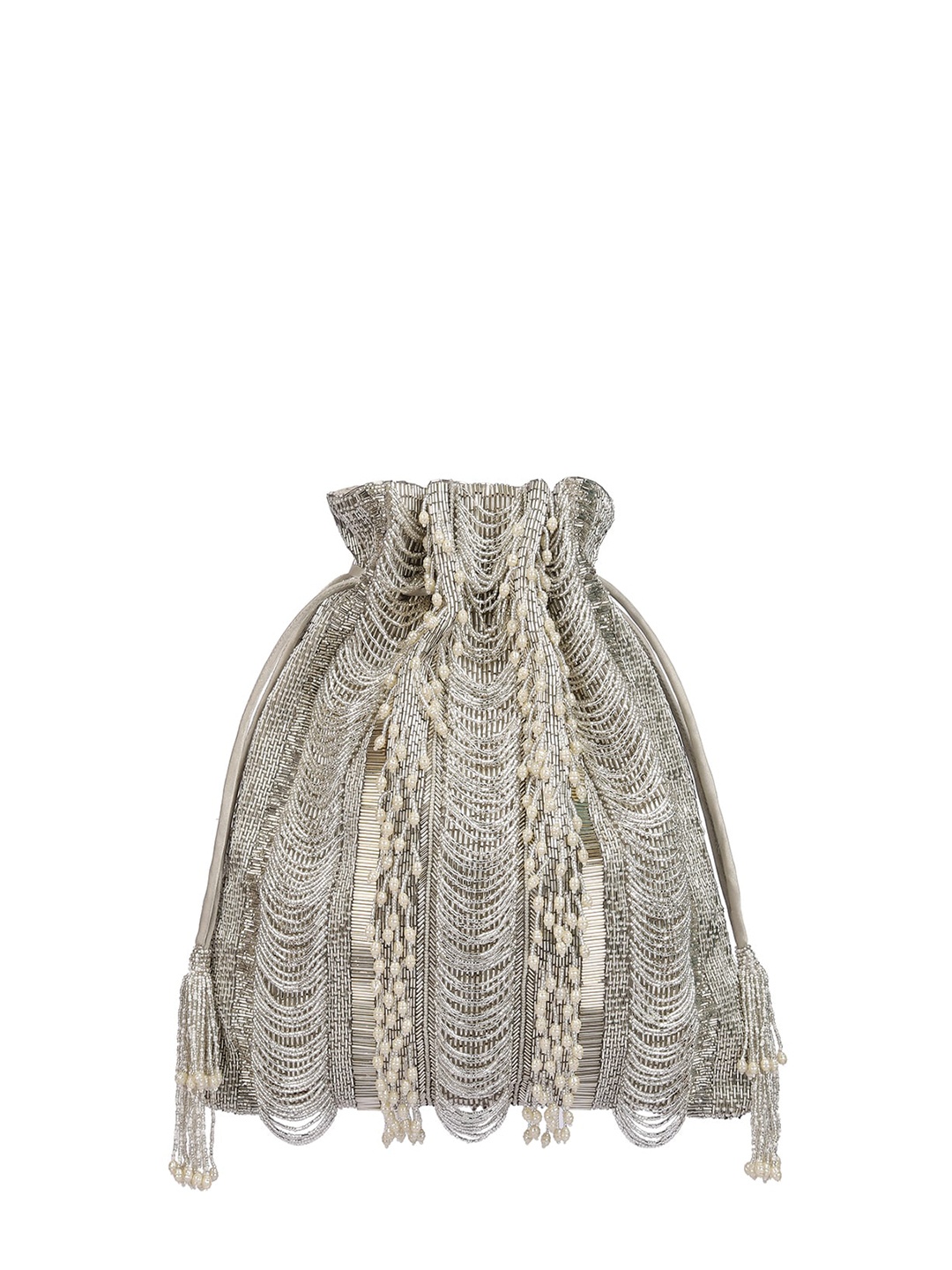 

Lovetobag Embellished Potli Clutch, Silver