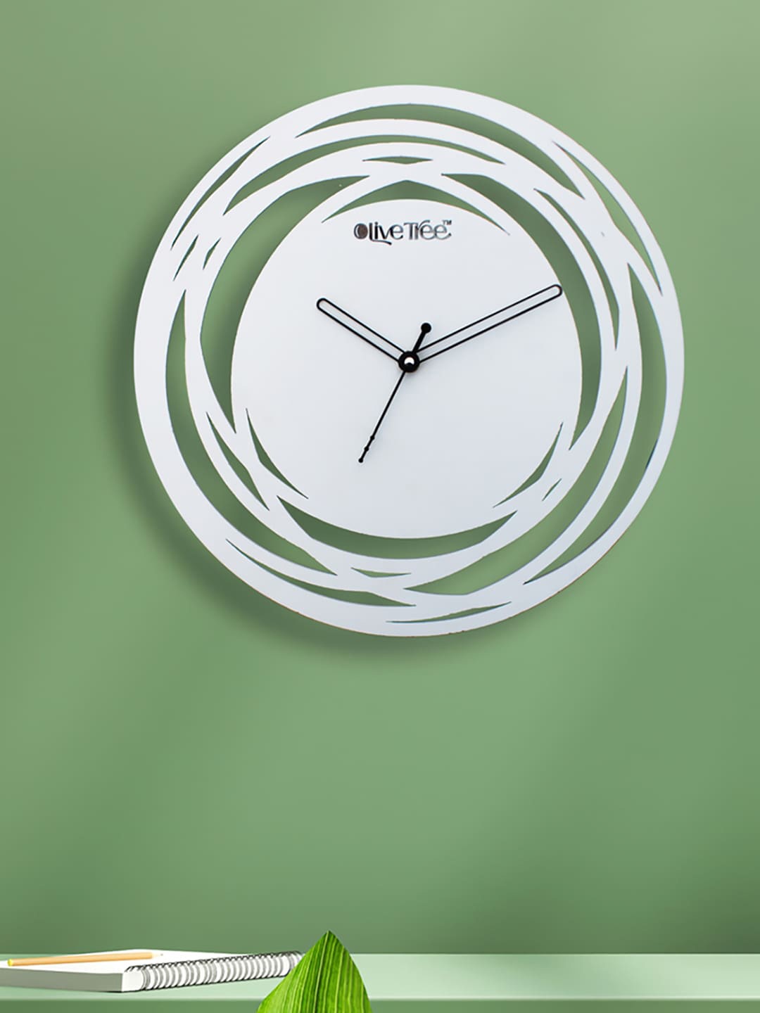 

OLIVE TREE White Contemporary Round Wall Clock