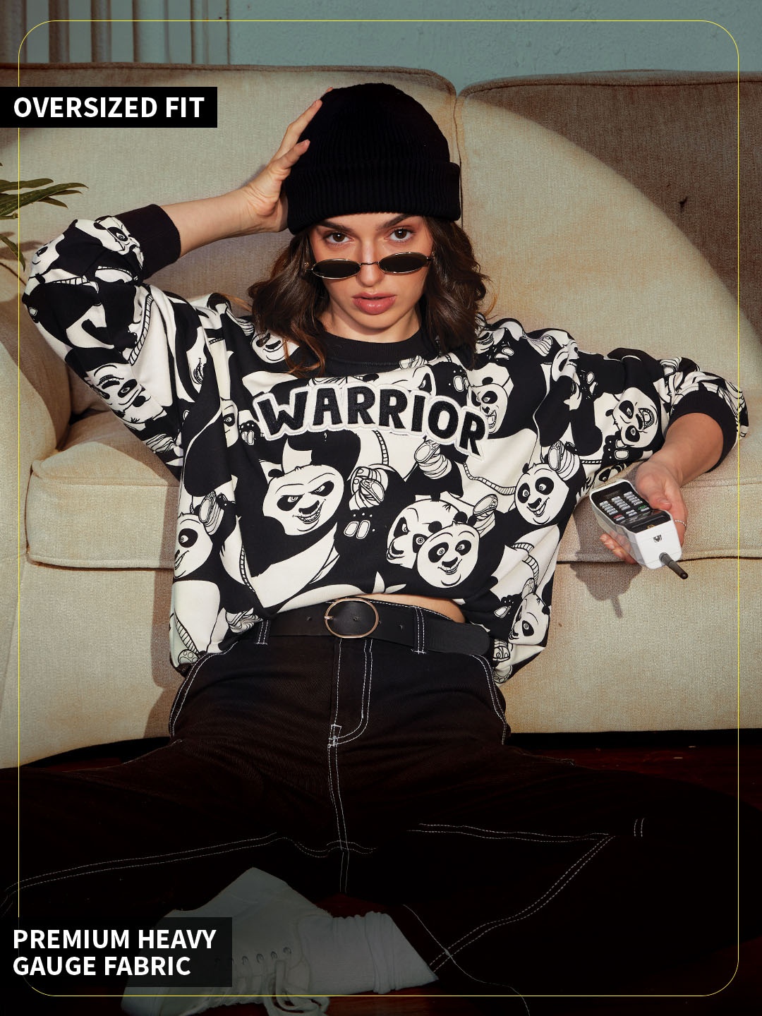 

The Souled Store Kung Fu Panda Printed Pullover, Black