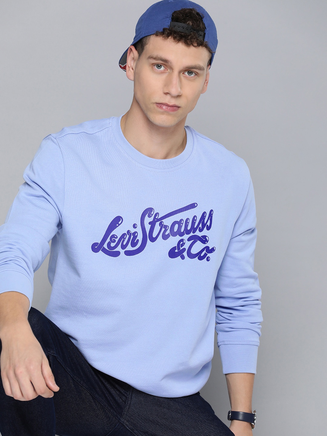 

Levis Pure Cotton Brand Logo Printed Sweatshirt, Blue