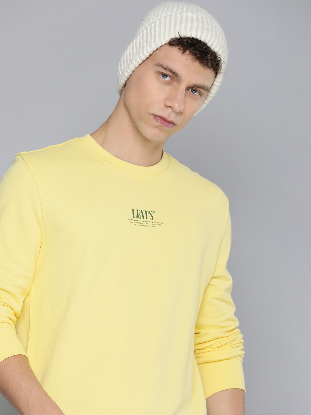 

Levis Pure Cotton Round Neck Long Sleeves Sweatshirt, Yellow