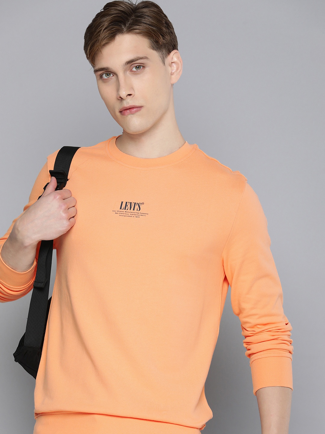 

Levis Pure Cotton Round Neck Long Sleeves Sweatshirt, Orange