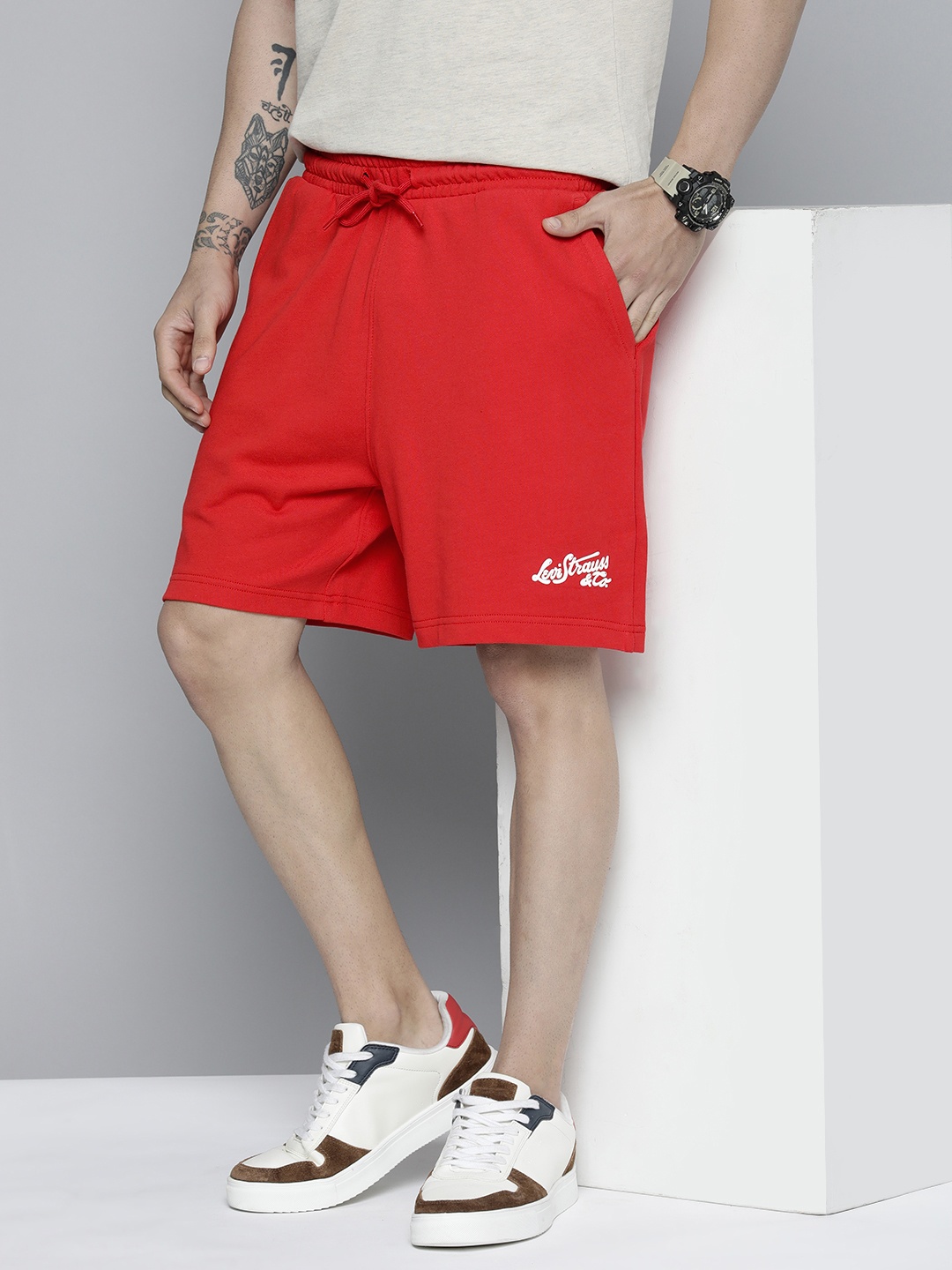

Levis Men Pure Cotton Shorts, Red
