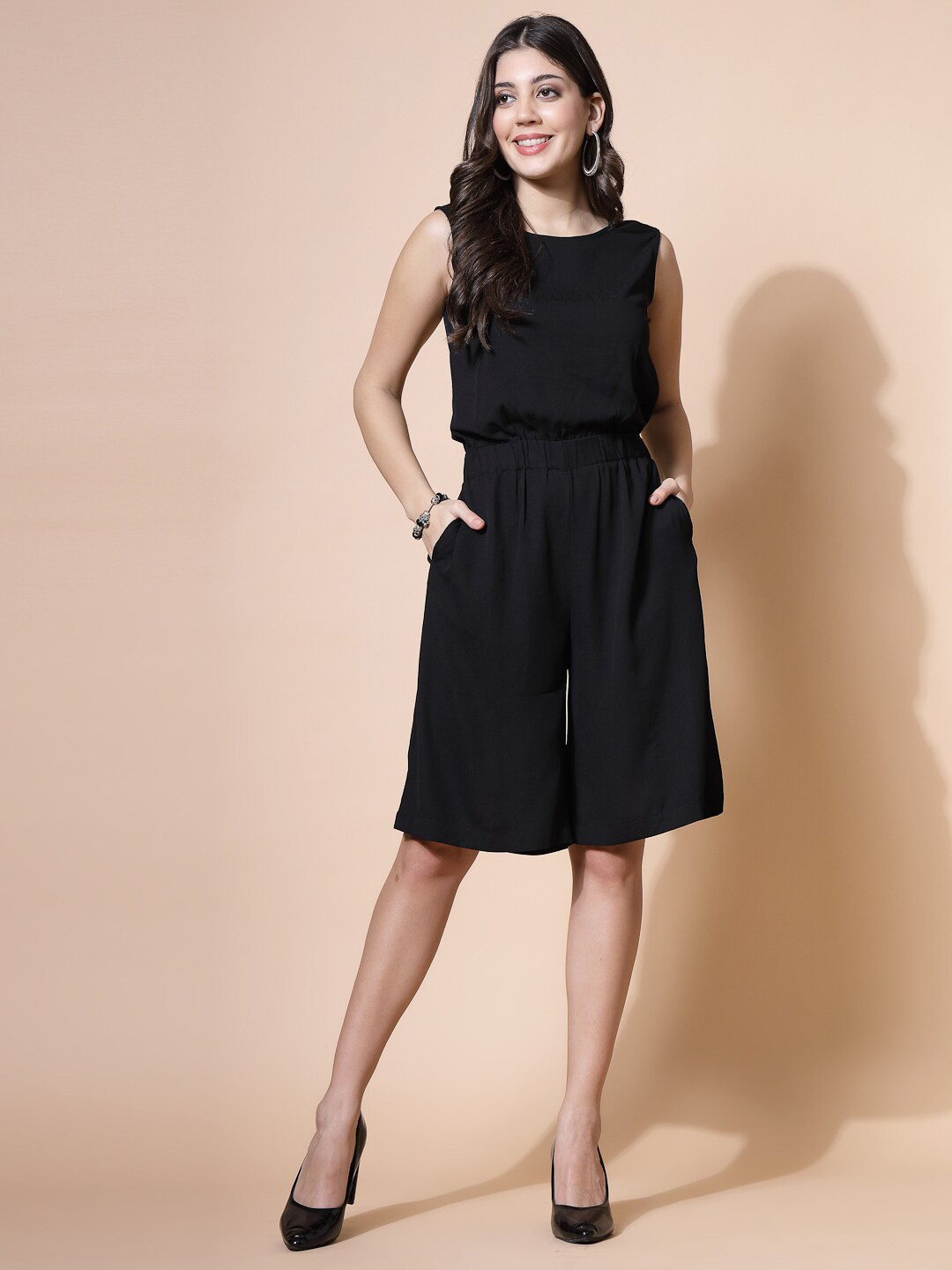 

Chanira La Parezza Round Neck Sleeveless Jumpsuit, Black