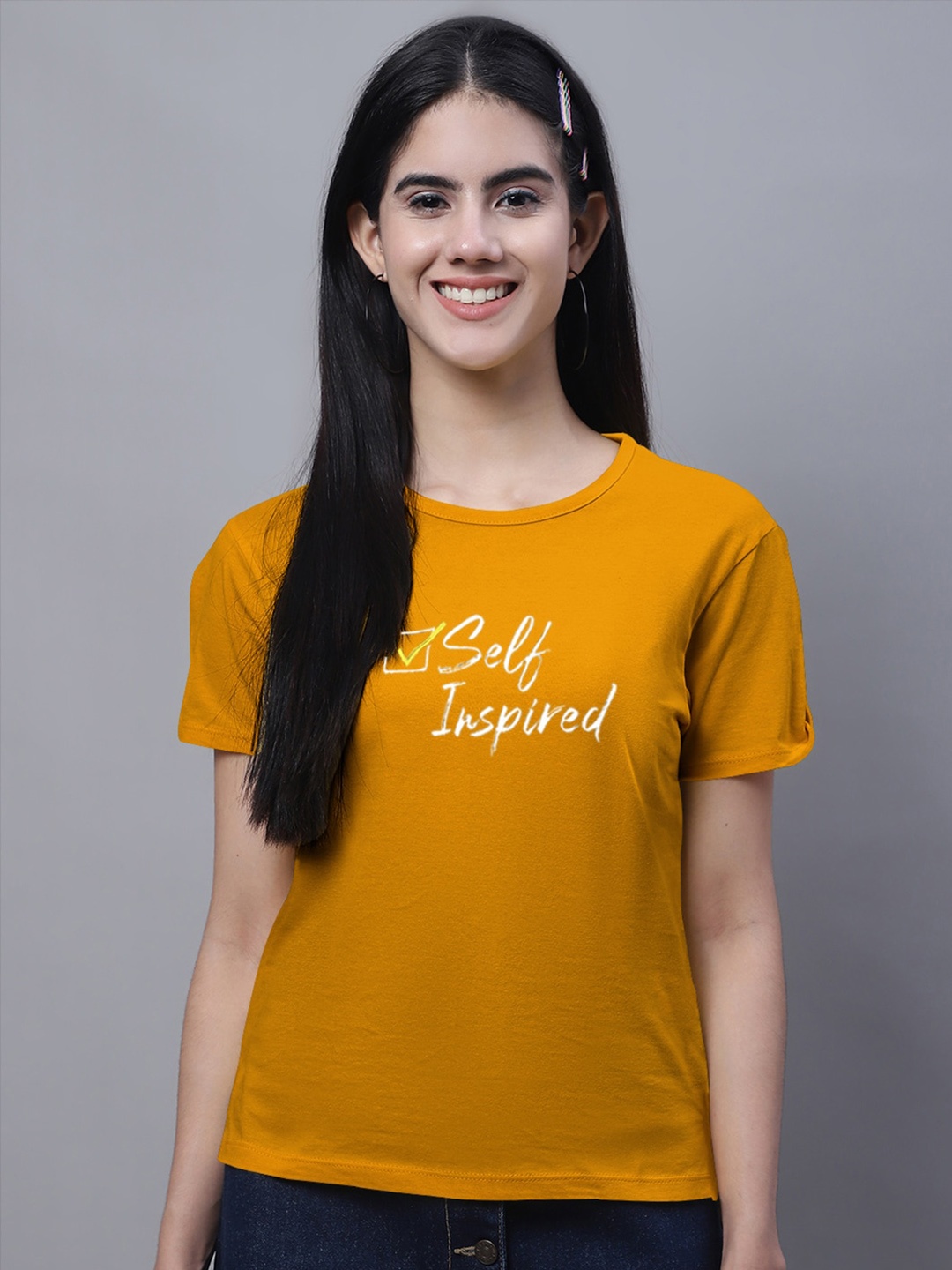 

FBAR Typography Printed Pure Cotton T-shirt, Mustard