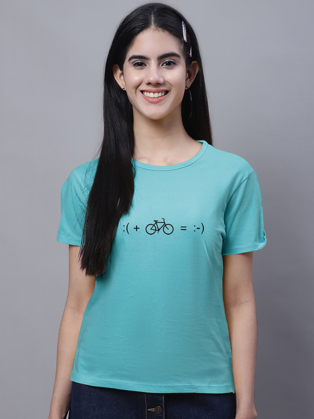 

FBAR Typography Printed Pure Cotton T-shirt, Turquoise blue