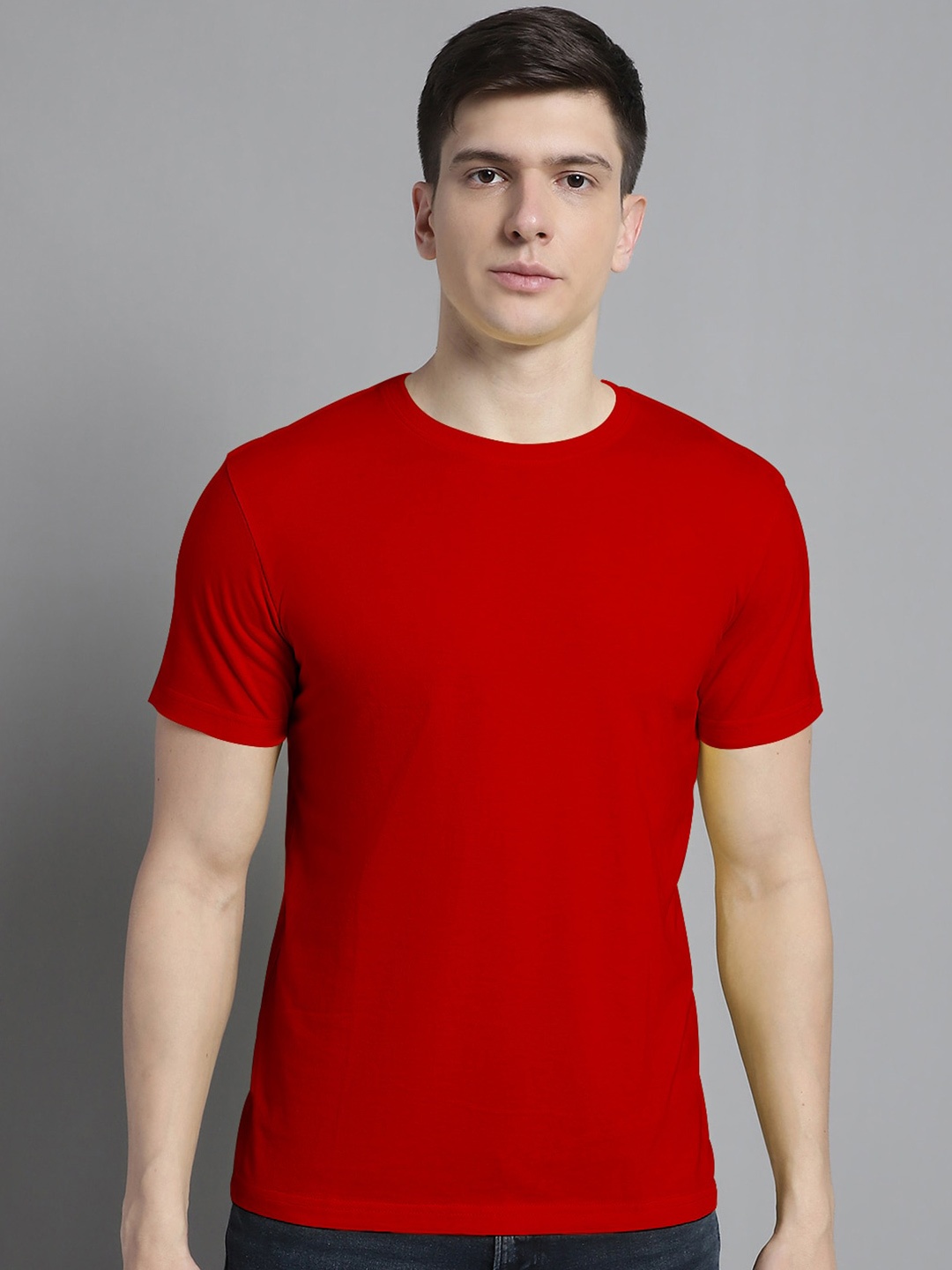 

FBAR Round Neck Skin Friendly Pure Cotton T-shirt, Red