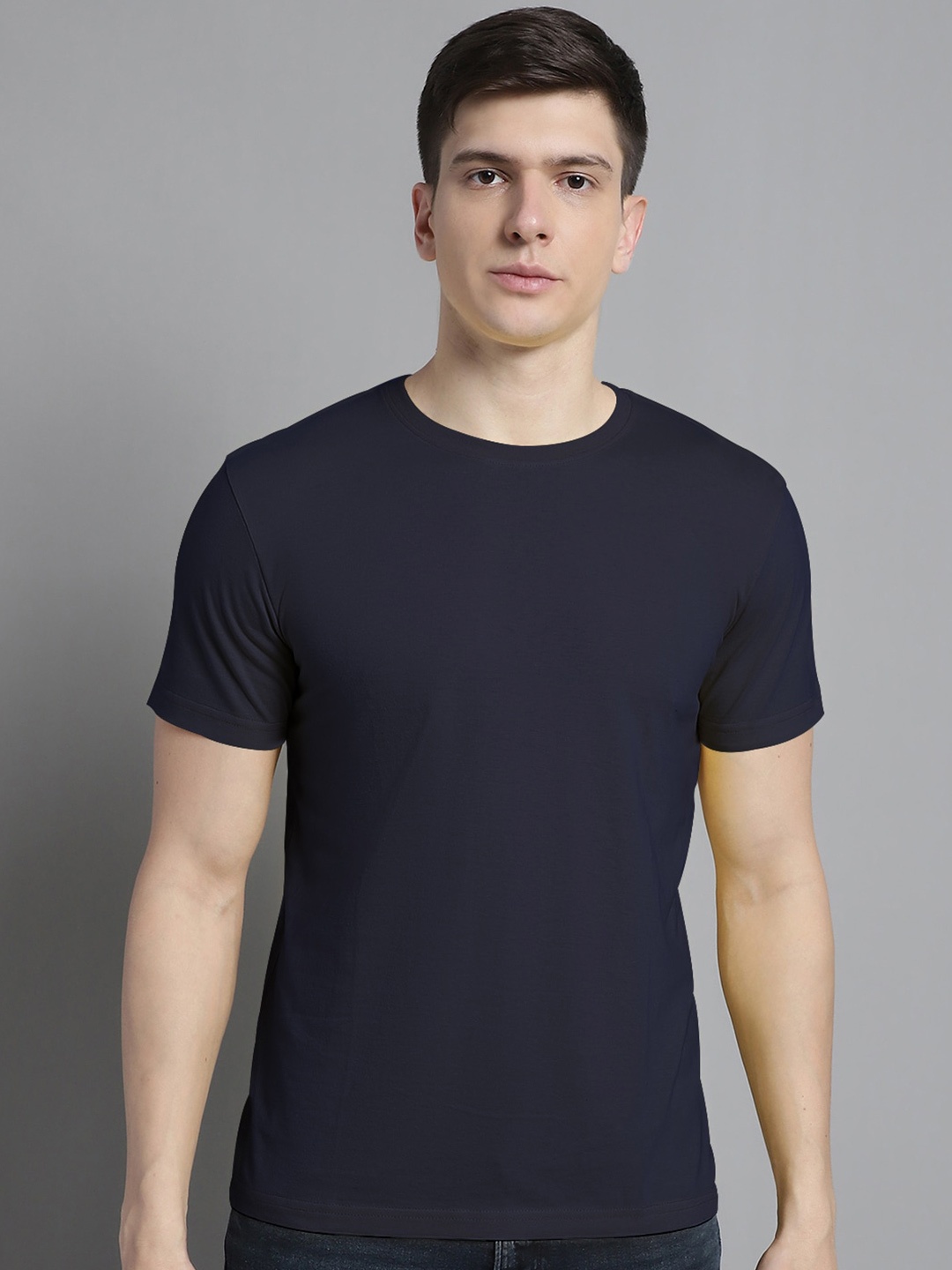 

FBAR Round-Neck Pure Cotton T-shirt, Navy blue