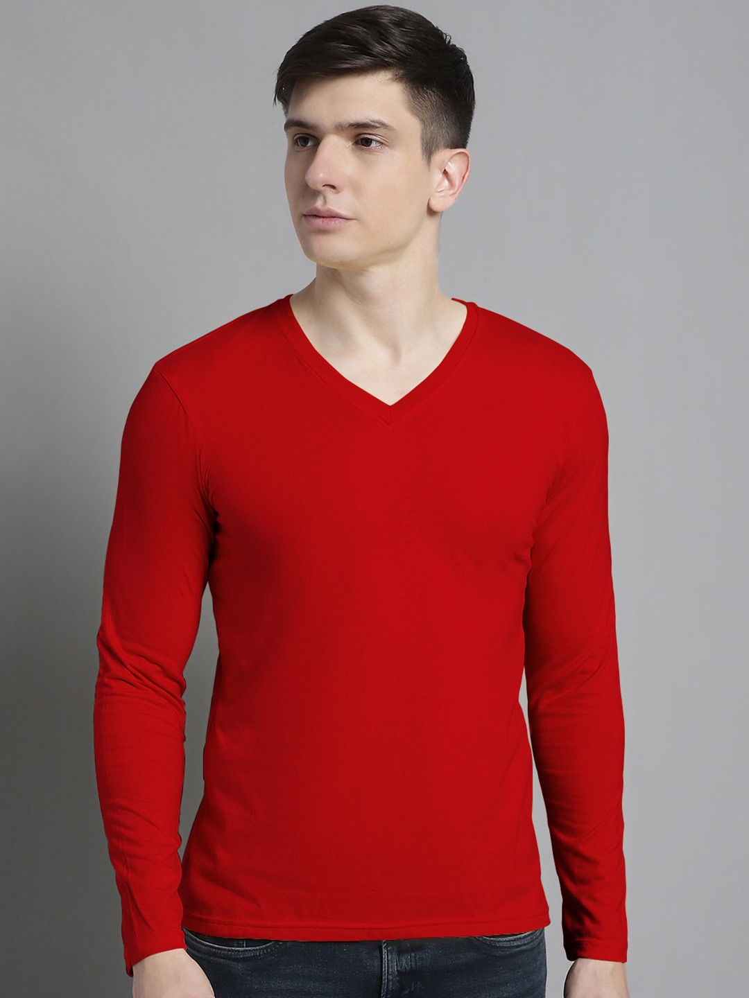 

FBAR V-Neck Pure Cotton T-shirt, Red