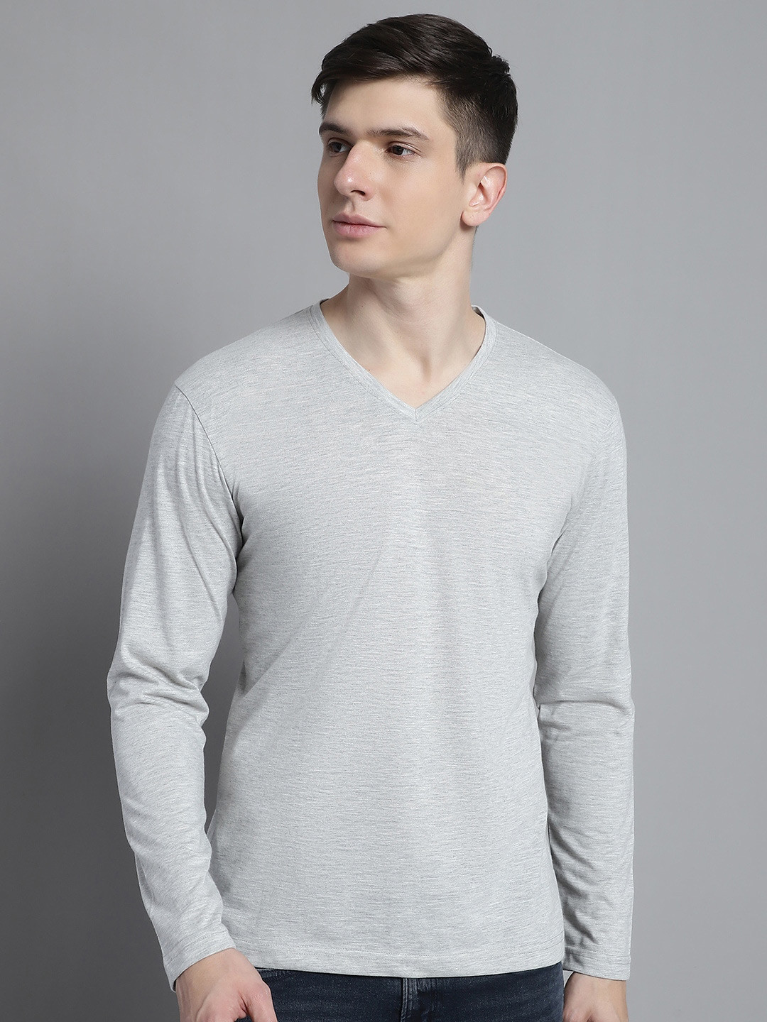 

FBAR V-Neck Pure Cotton T-shirt, Grey