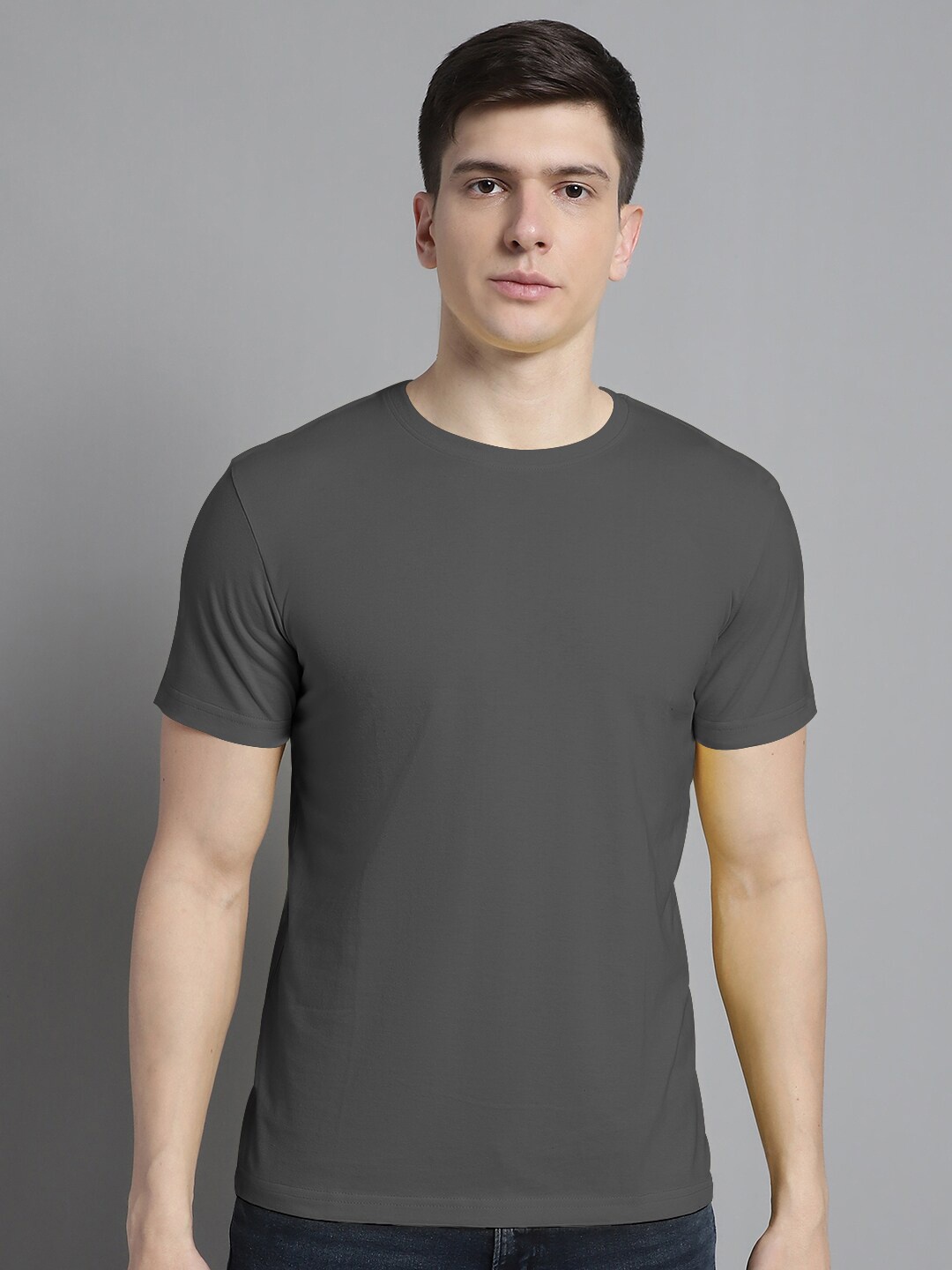 

FBAR Round Neck Skin Friendly Pure Cotton T-shirt, Grey