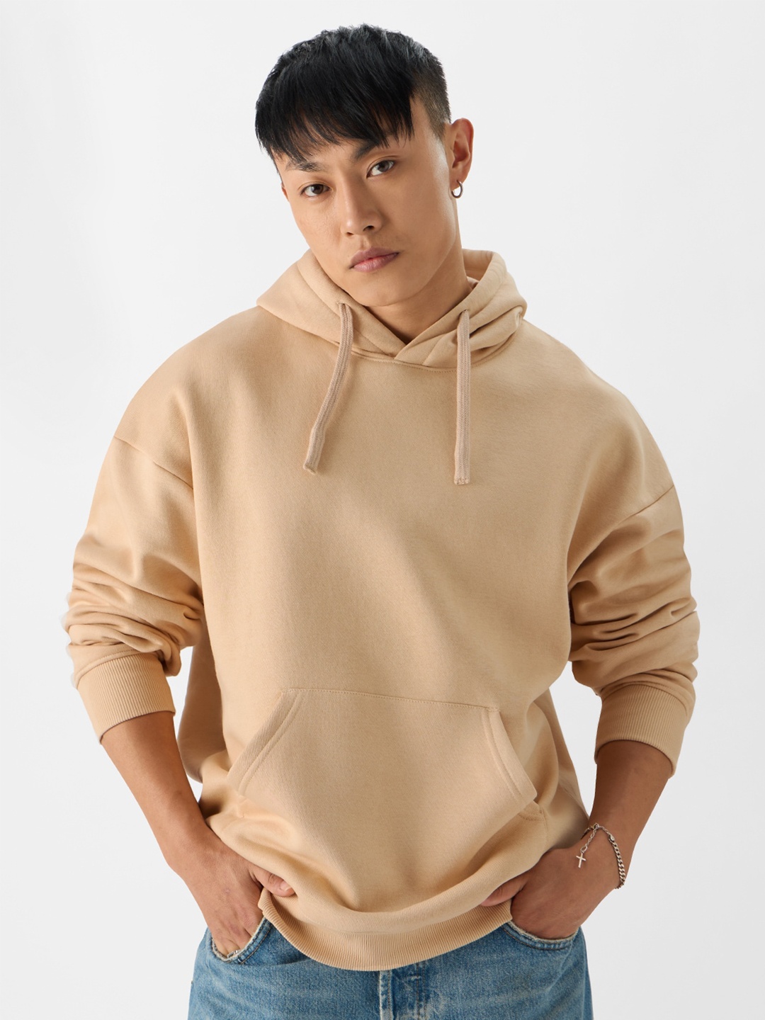 

The Souled Store Peach-Coloured Long Sleeves Hooded Sweatshirt