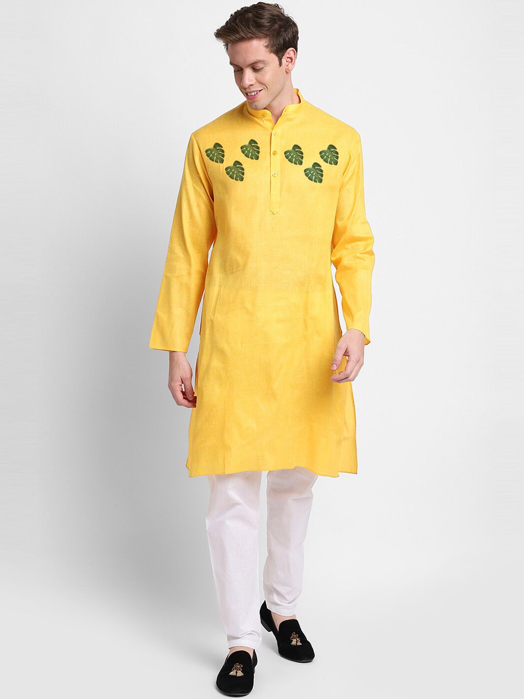 

DEVOILER Ethnic Motifs Printed Kurta With Pyjamas, Yellow